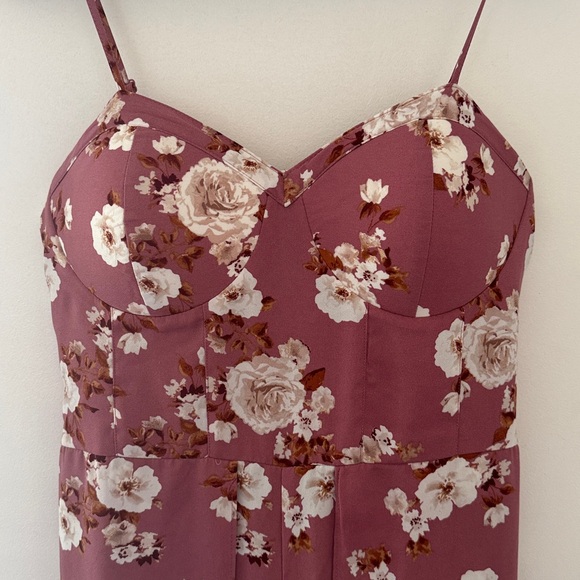 Floral Print Sleeveless Sweetheart Neck Bra Cup Jumpsuit - Picture 3 of 5